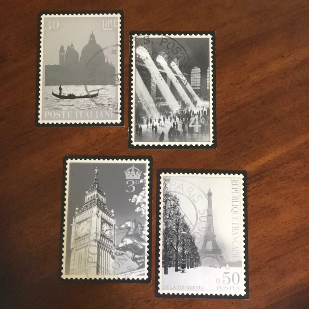 IKEA Vintage Collection Black & White Sepia Travel Stamps Prints